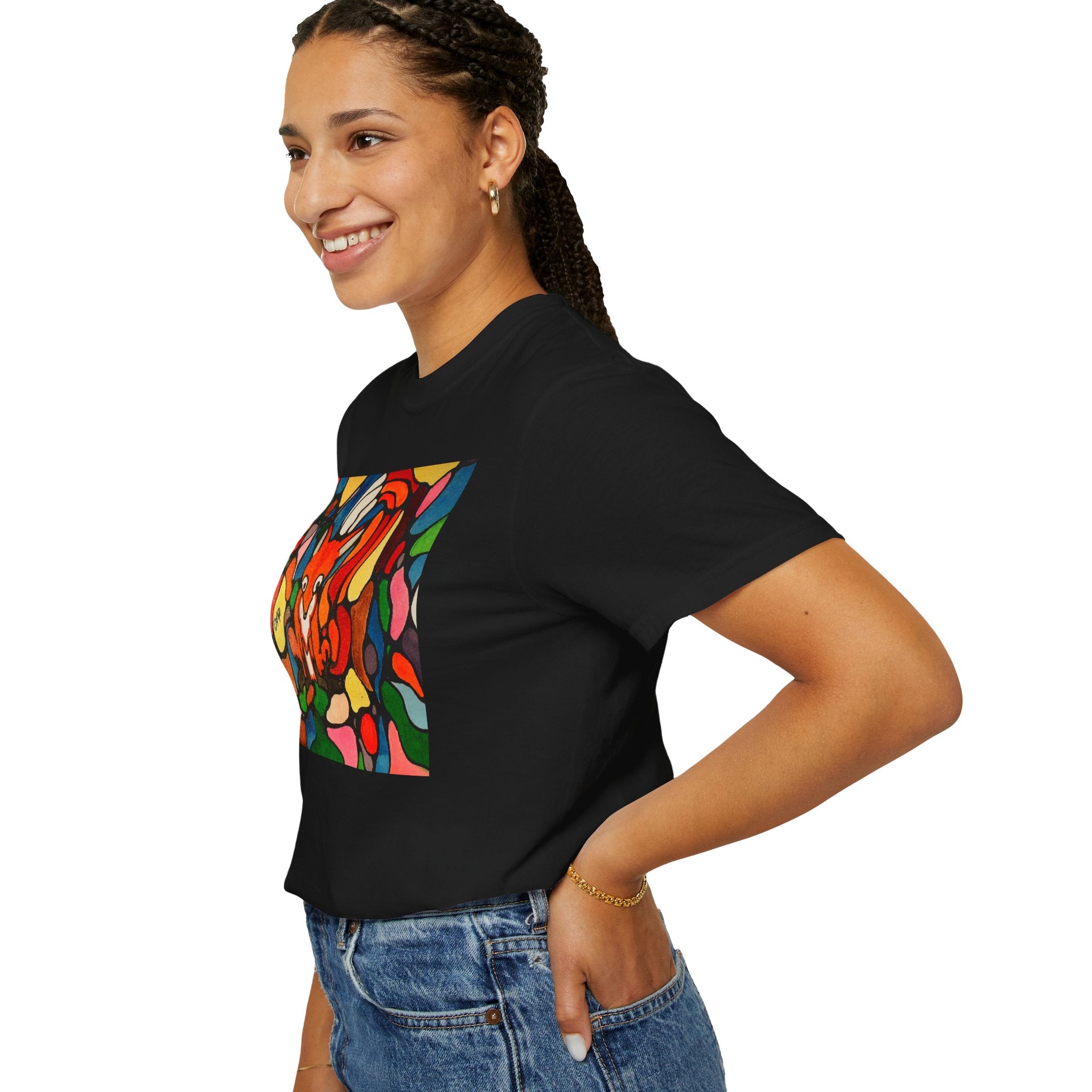 Colorful Stained Glass Fox T-shirt | Abstract Fox Art Shirt