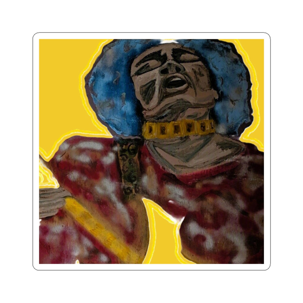 Blue Afro Singer Illustration Sticker | Kiss-Cut Sticker