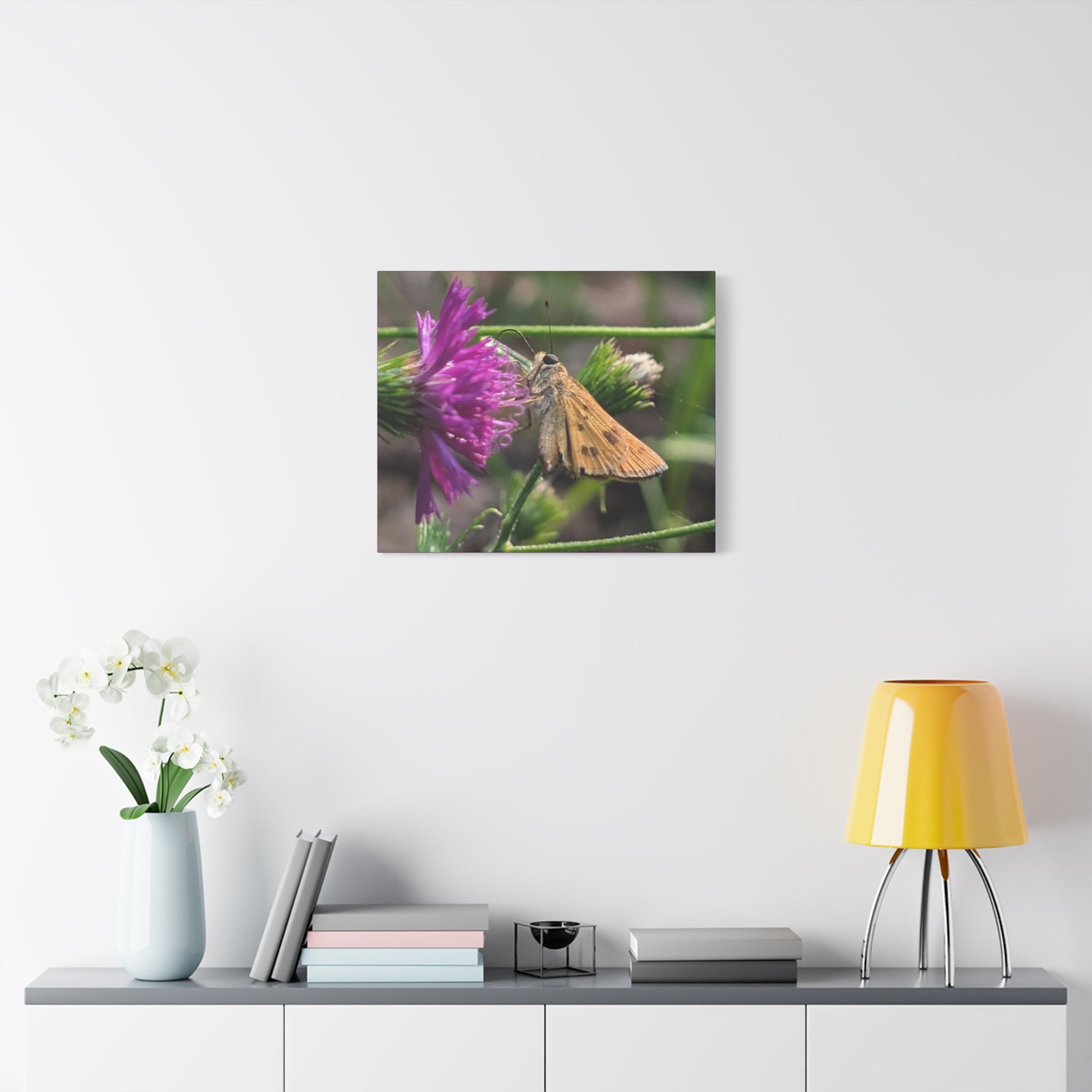 Skipper Moth on Purple Thistle Canvas