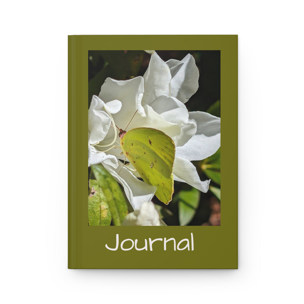 Sulfur Butterfly Hardcover Journal — "Stop. Look. Take time to breathe." Lined Notebook