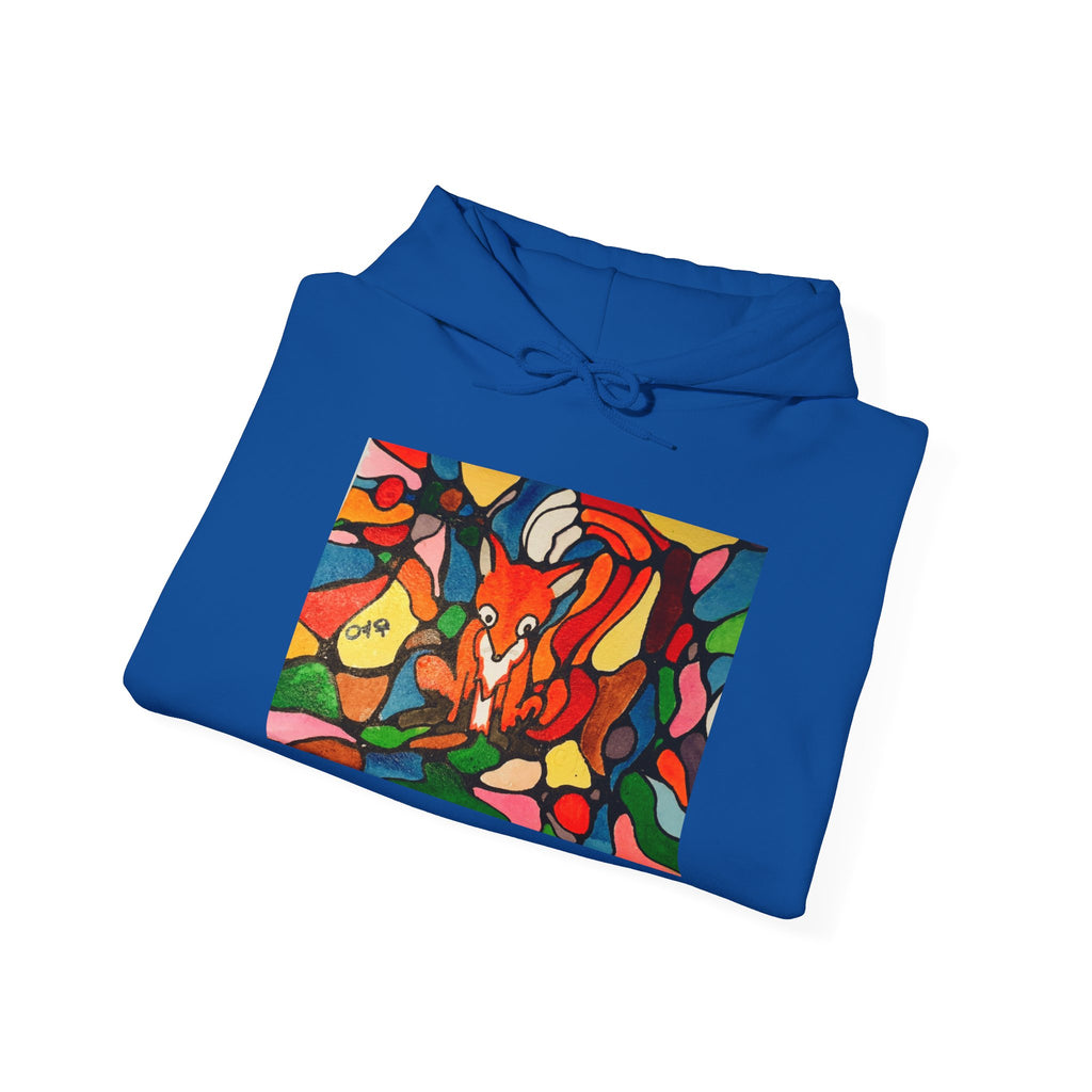 Abstract Fox Stained Glass Hoodie | Colorful Fox with Korean Script