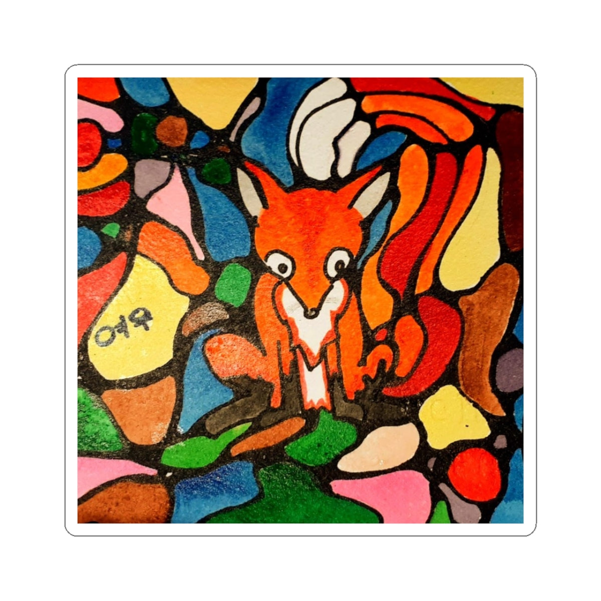Stained Glass Fox Kiss-Cut Sticker | Colorful Woodland Animal Vinyl