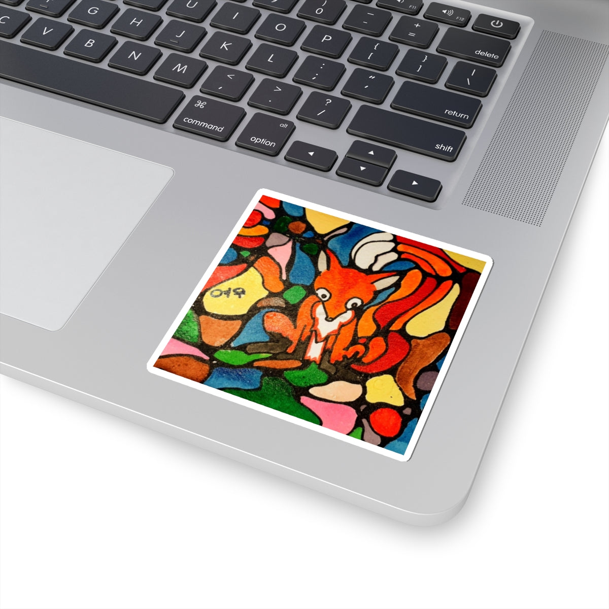 Stained Glass Fox Kiss-Cut Sticker | Colorful Woodland Animal Vinyl