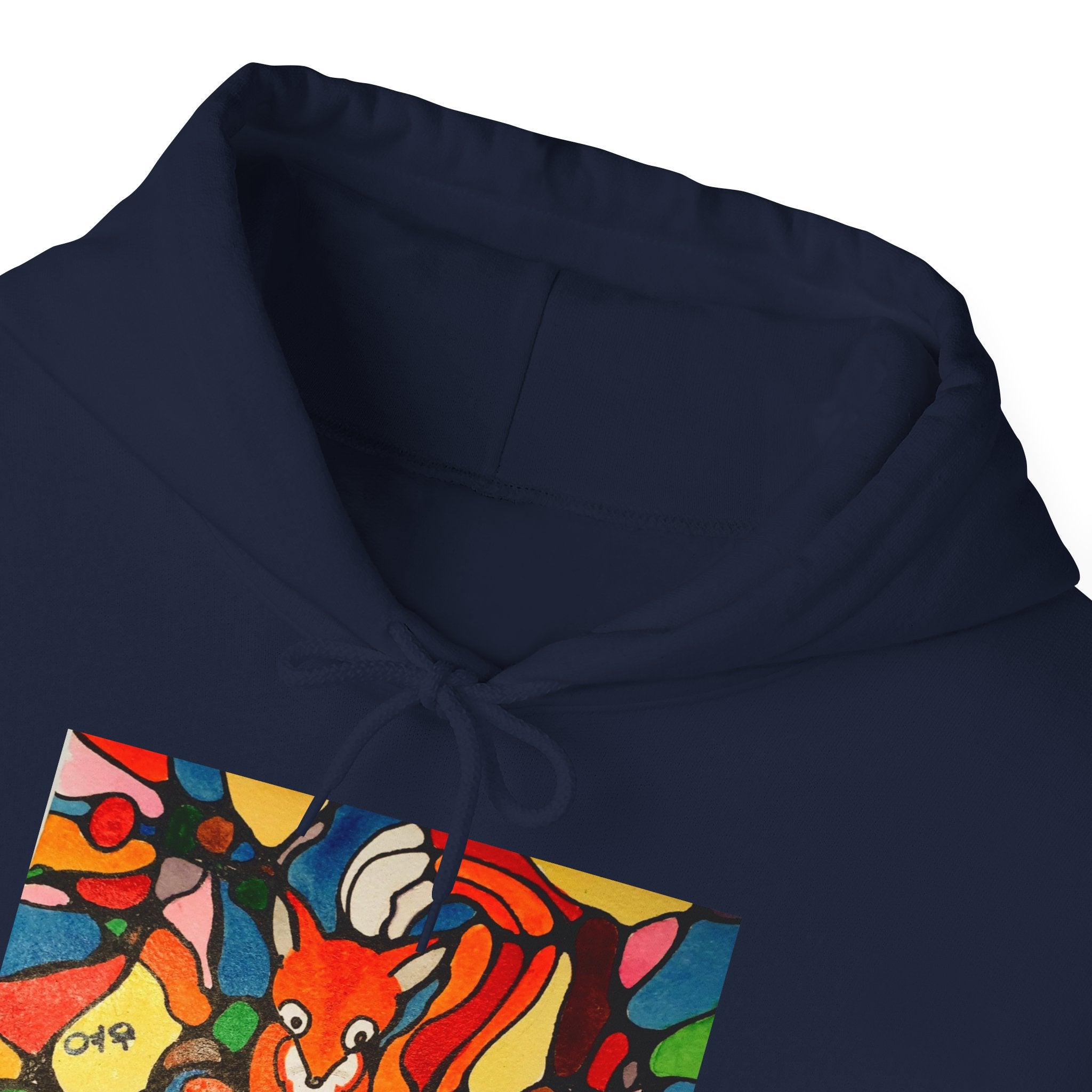 Abstract Fox Stained Glass Hoodie | Colorful Fox with Korean Script