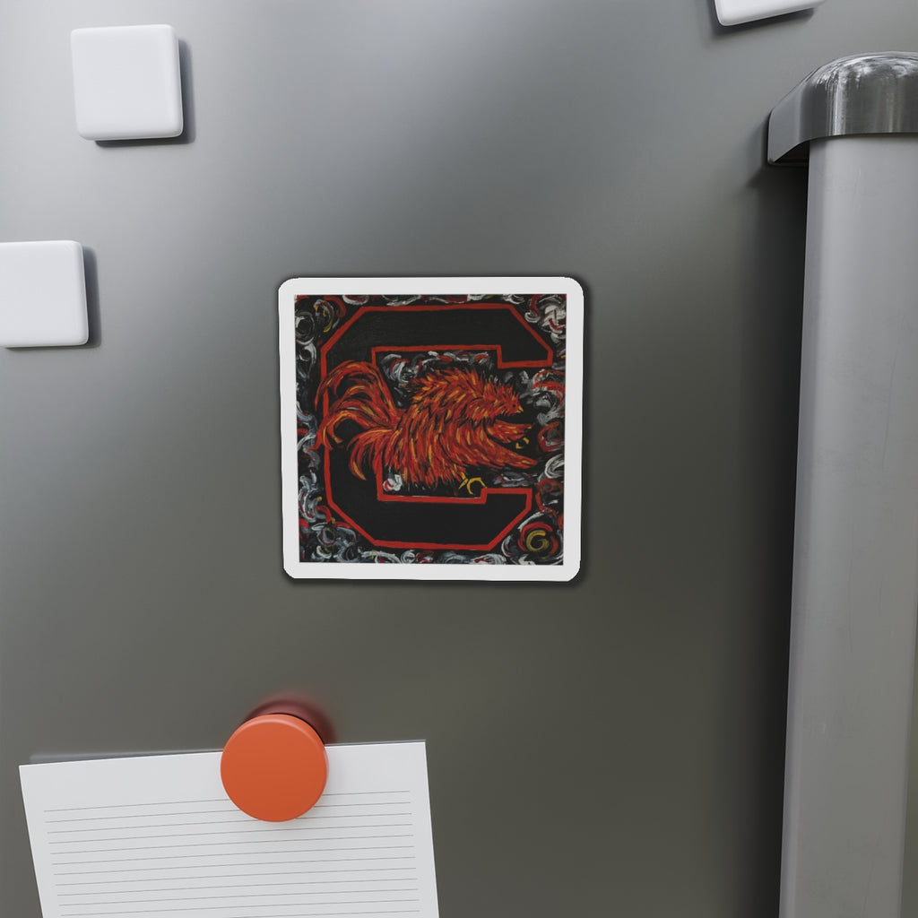van Gogh Gamecocks grey Die-Cut Magnet | Chicken Art Magnet