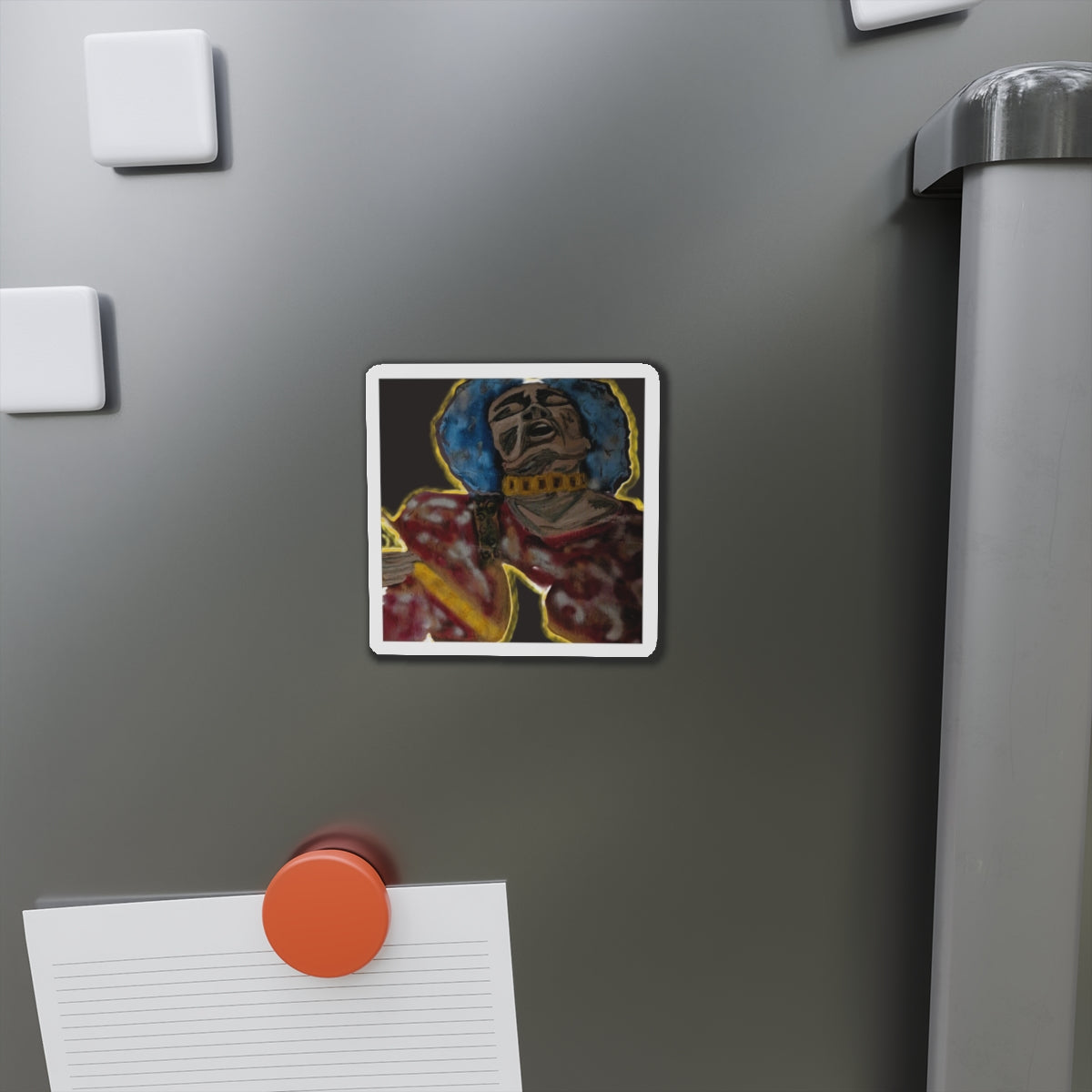 Hendrix Singer die cut magnet | Illustrated portrait art magnet