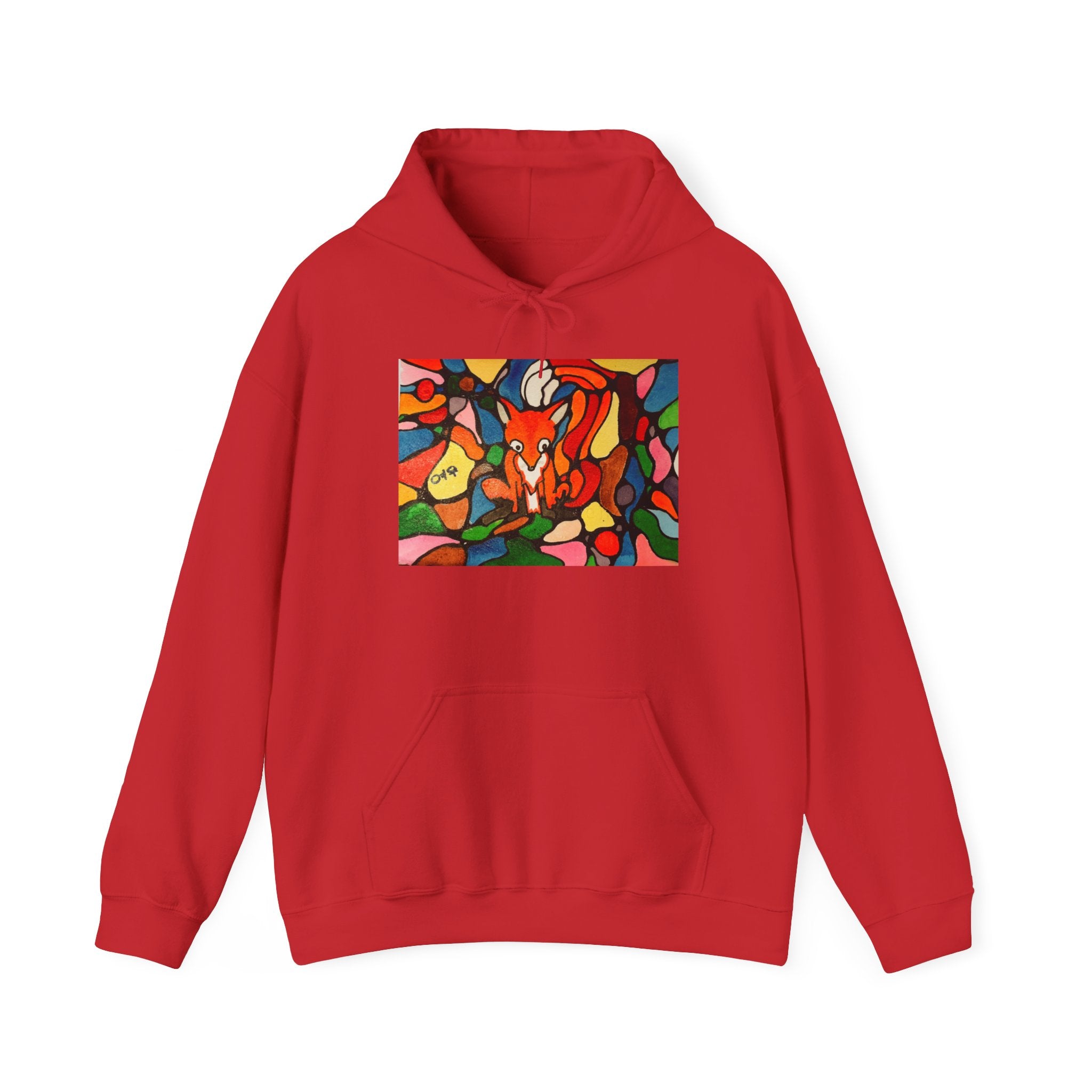 Abstract Fox Stained Glass Hoodie | Colorful Fox with Korean Script