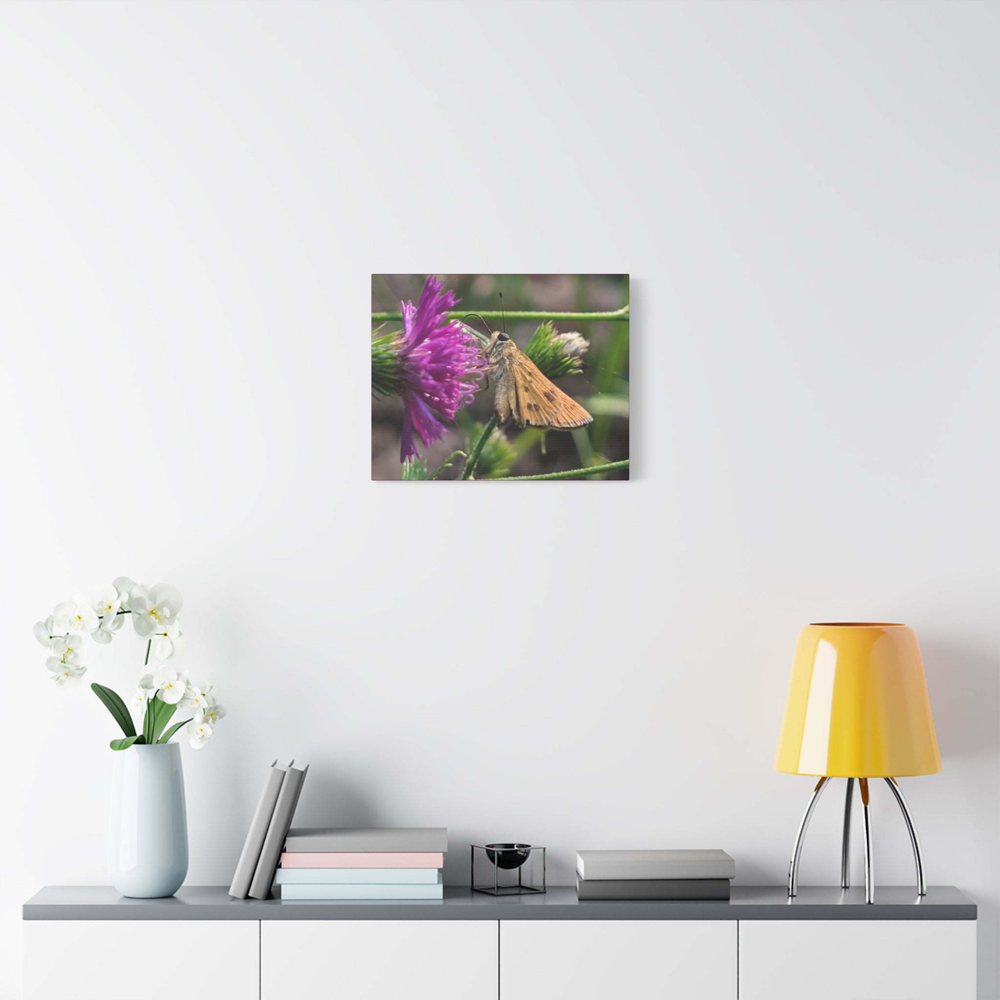 Skipper Moth on Purple Thistle Canvas