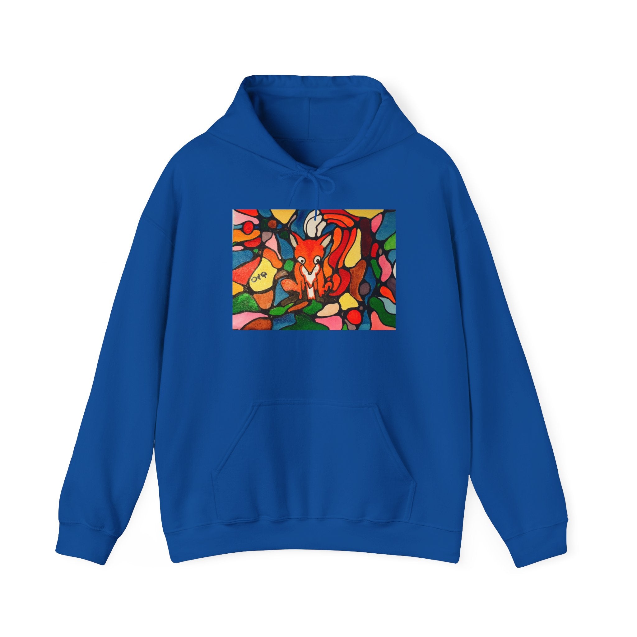 Abstract Fox Stained Glass Hoodie | Colorful Fox with Korean Script