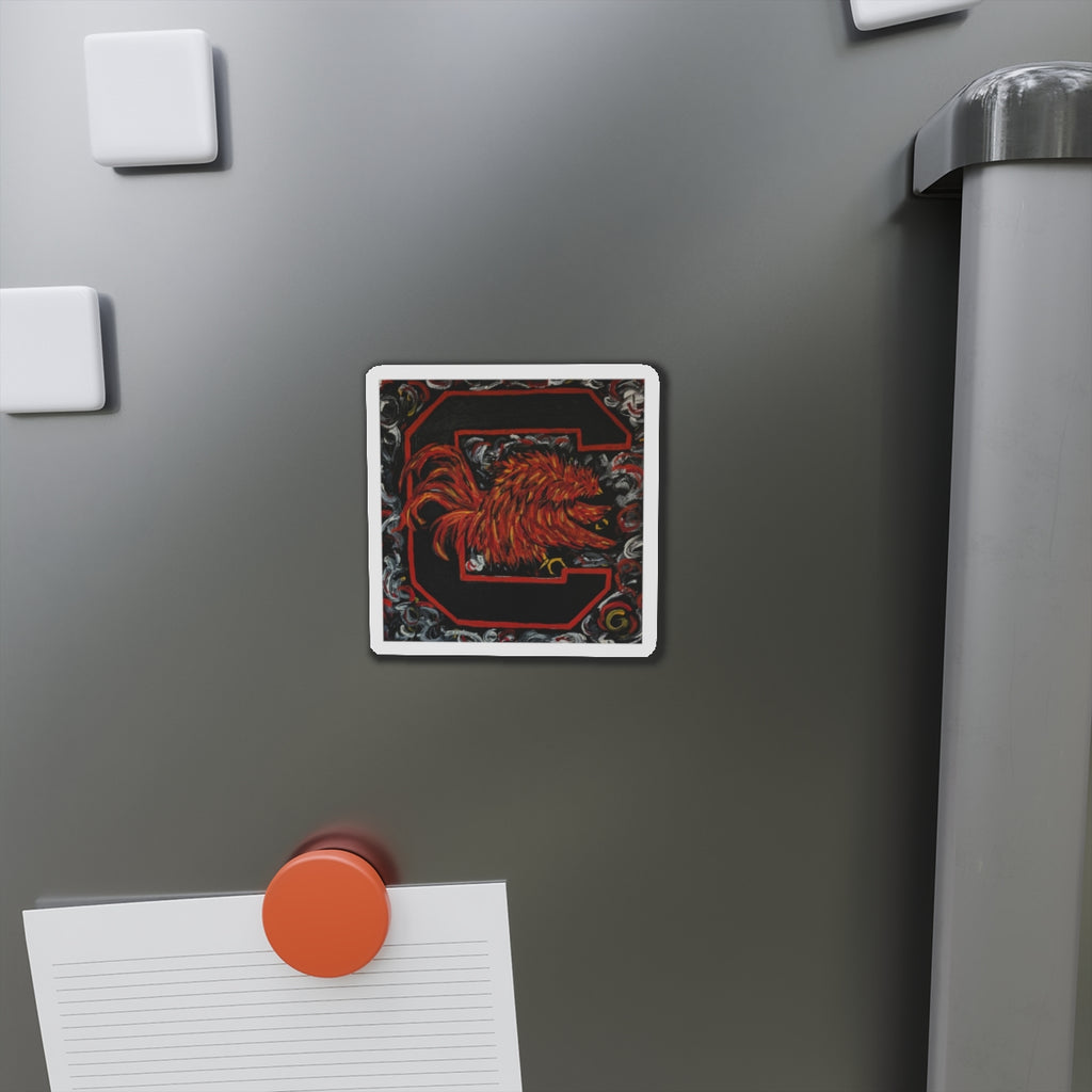 van Gogh Gamecocks grey Die-Cut Magnet | Chicken Art Magnet