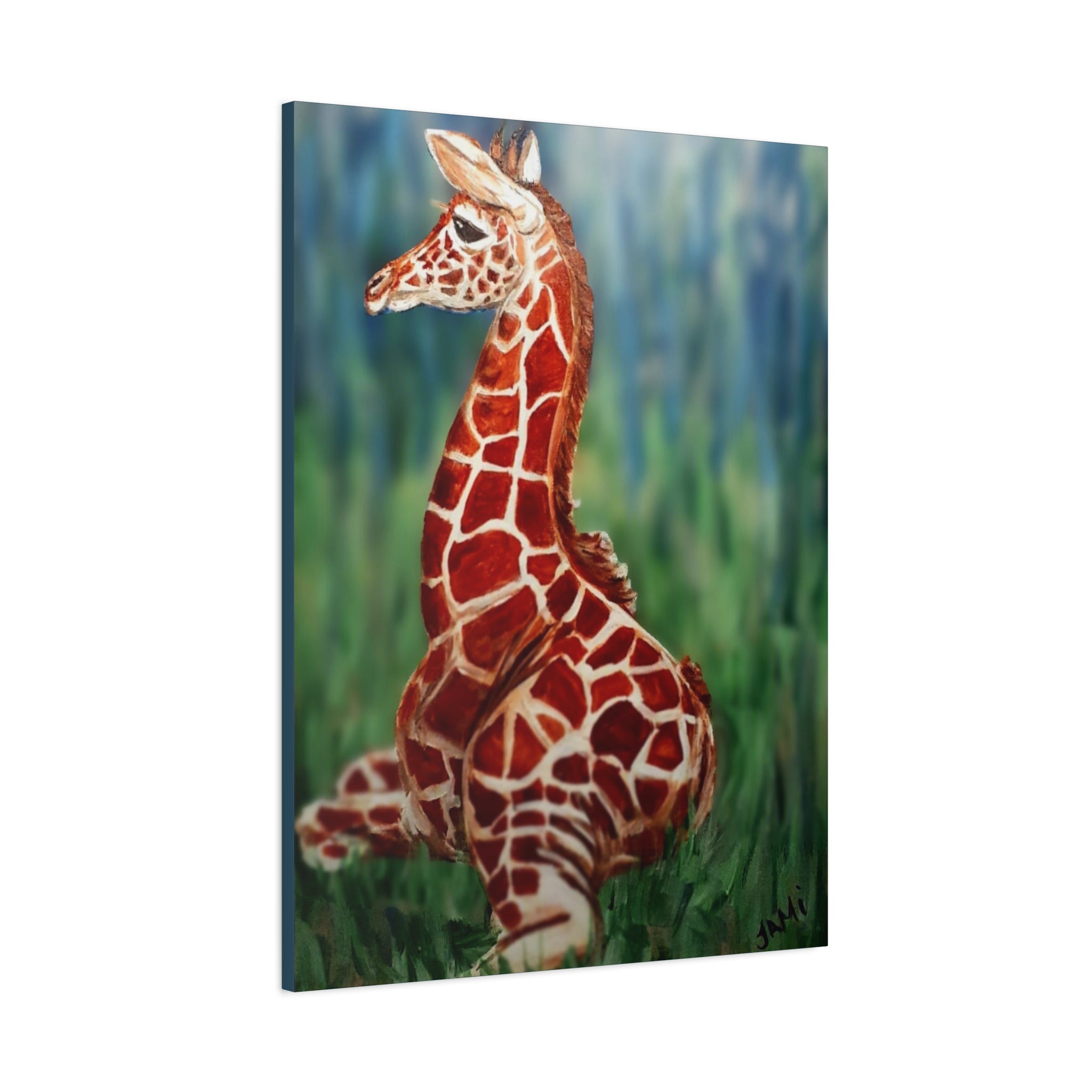 Baby Giraffe Canvas Print Matte Stretched 1.25" | Nursery Wall Art