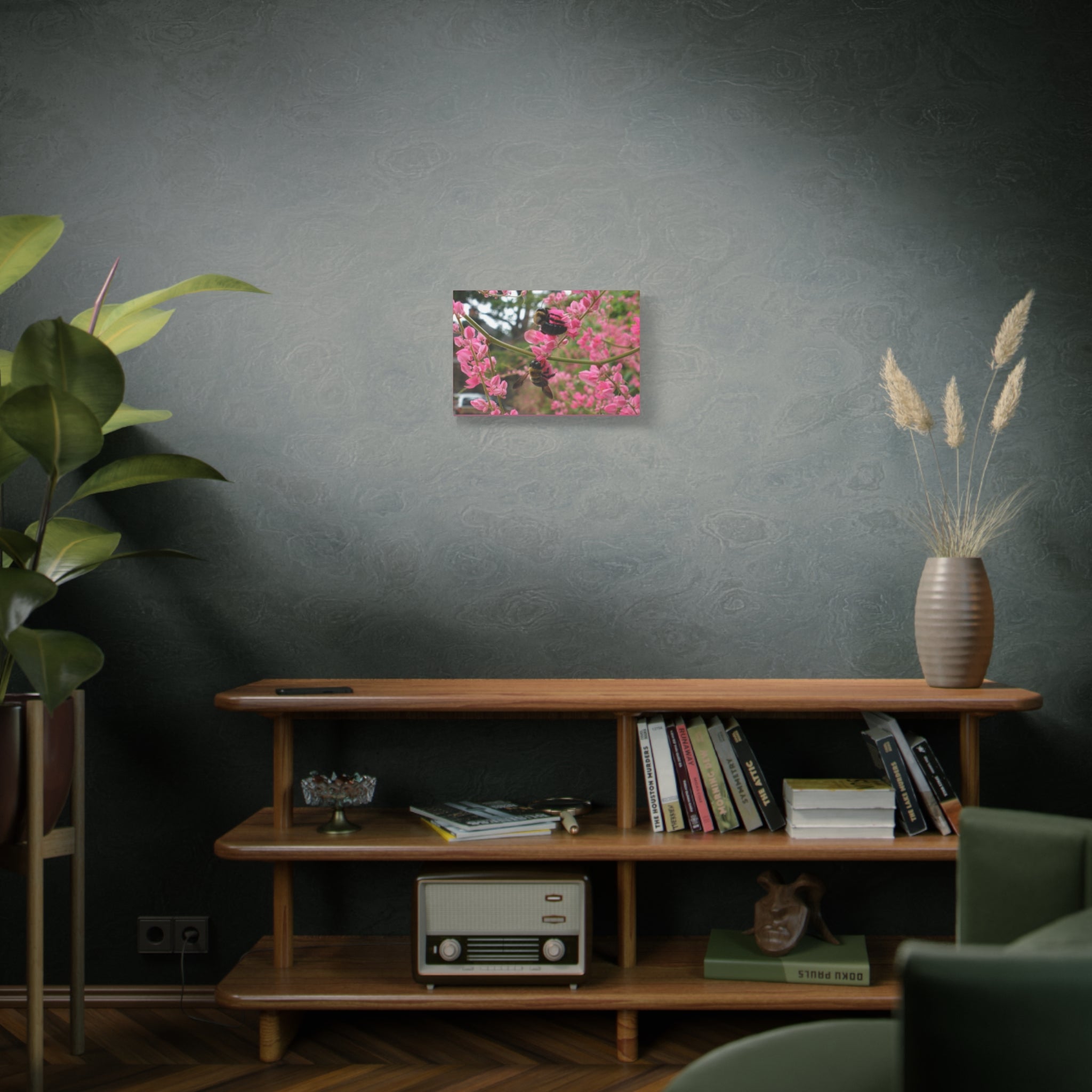 Bumblebees on Pink Flowers Canvas