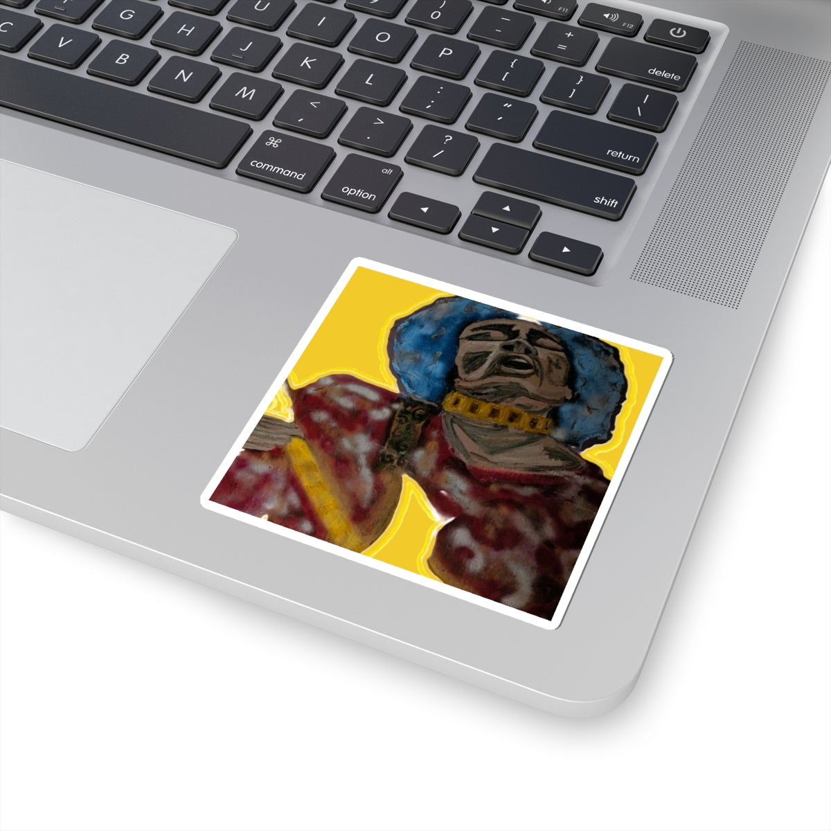 Blue Afro Singer Illustration Sticker | Kiss-Cut Sticker