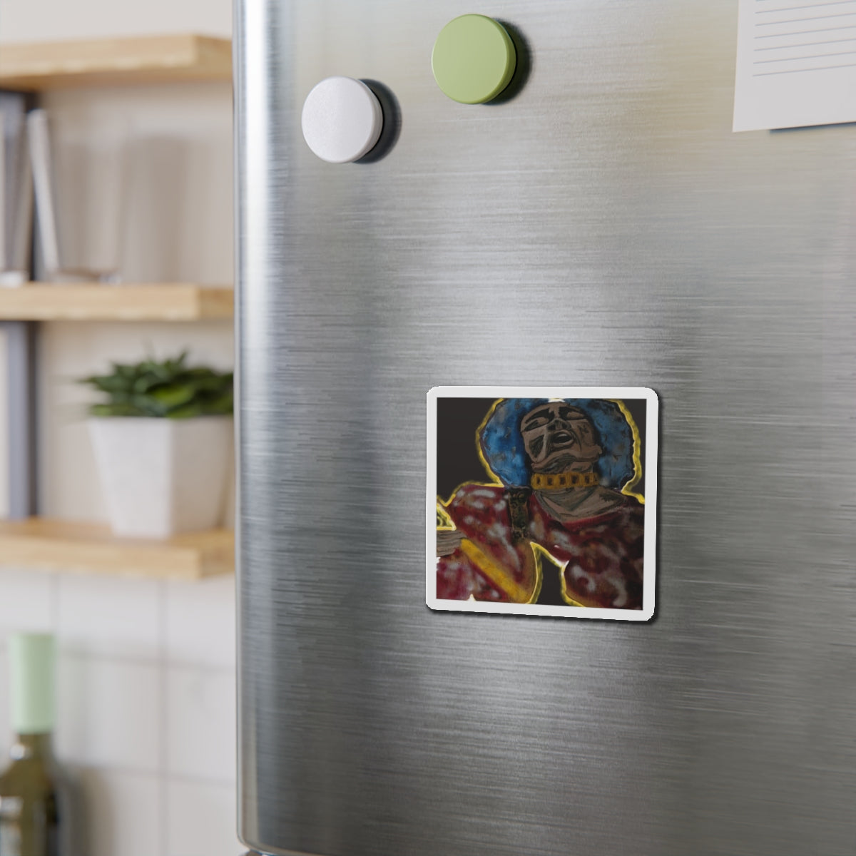 Hendrix Singer die cut magnet | Illustrated portrait art magnet