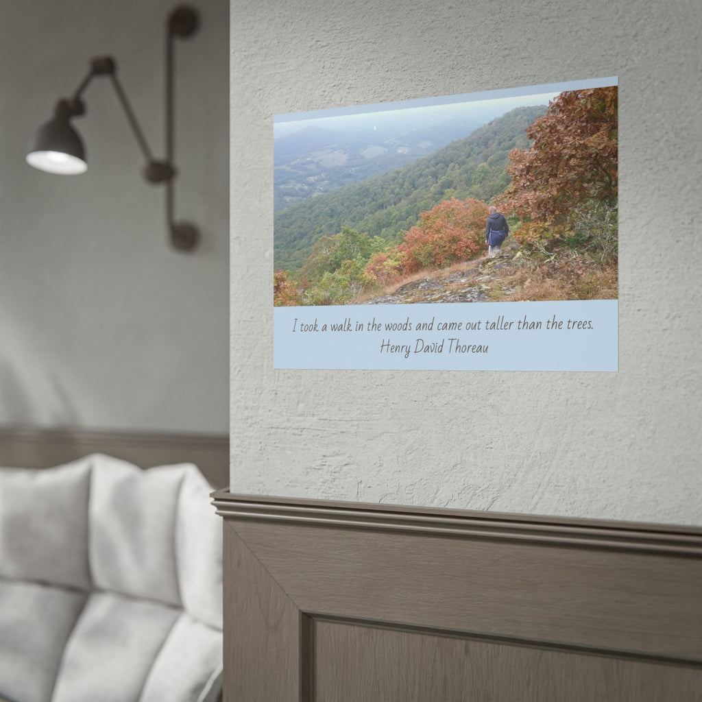 Rolled Poster - Scenic Hiking Photo with Thoreau Quote: "I took a walk in the woods..."