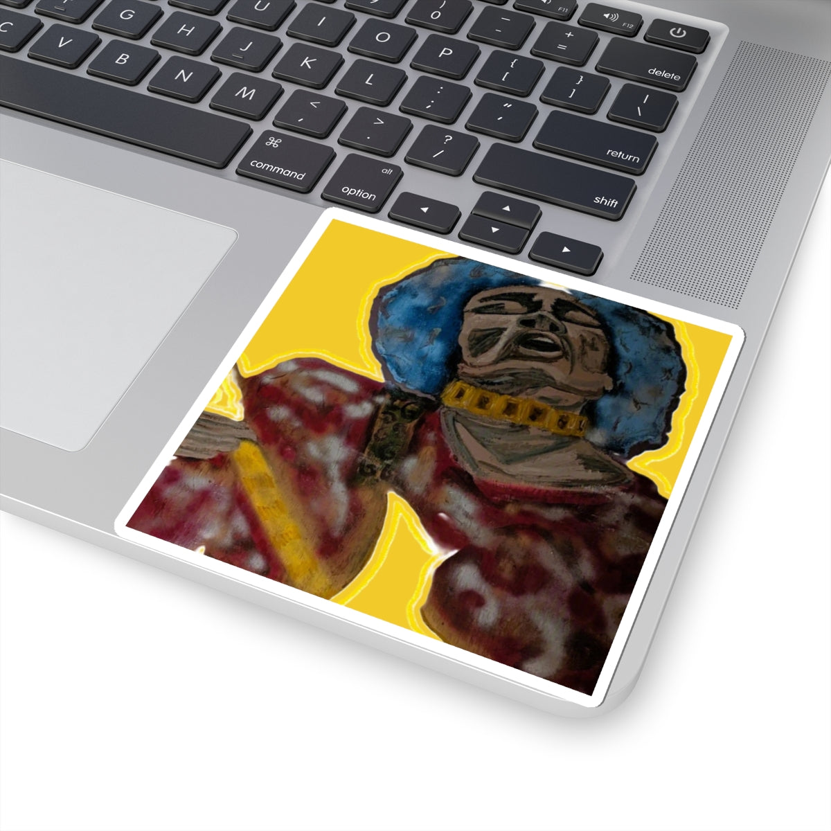 Blue Afro Singer Illustration Sticker | Kiss-Cut Sticker