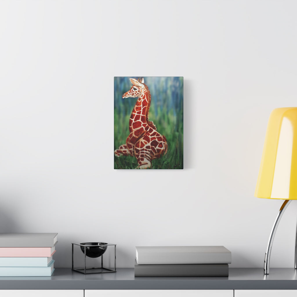 Baby Giraffe Canvas Print Matte Stretched 1.25" | Nursery Wall Art