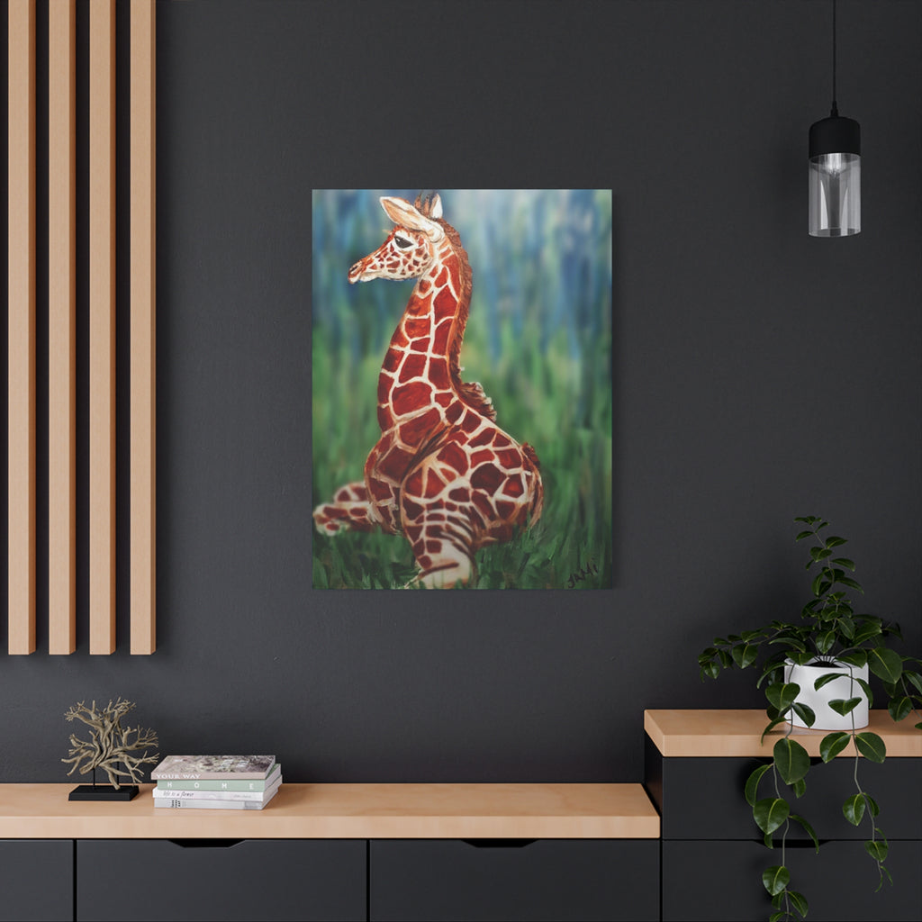 Baby Giraffe Canvas Print Matte Stretched 1.25" | Nursery Wall Art