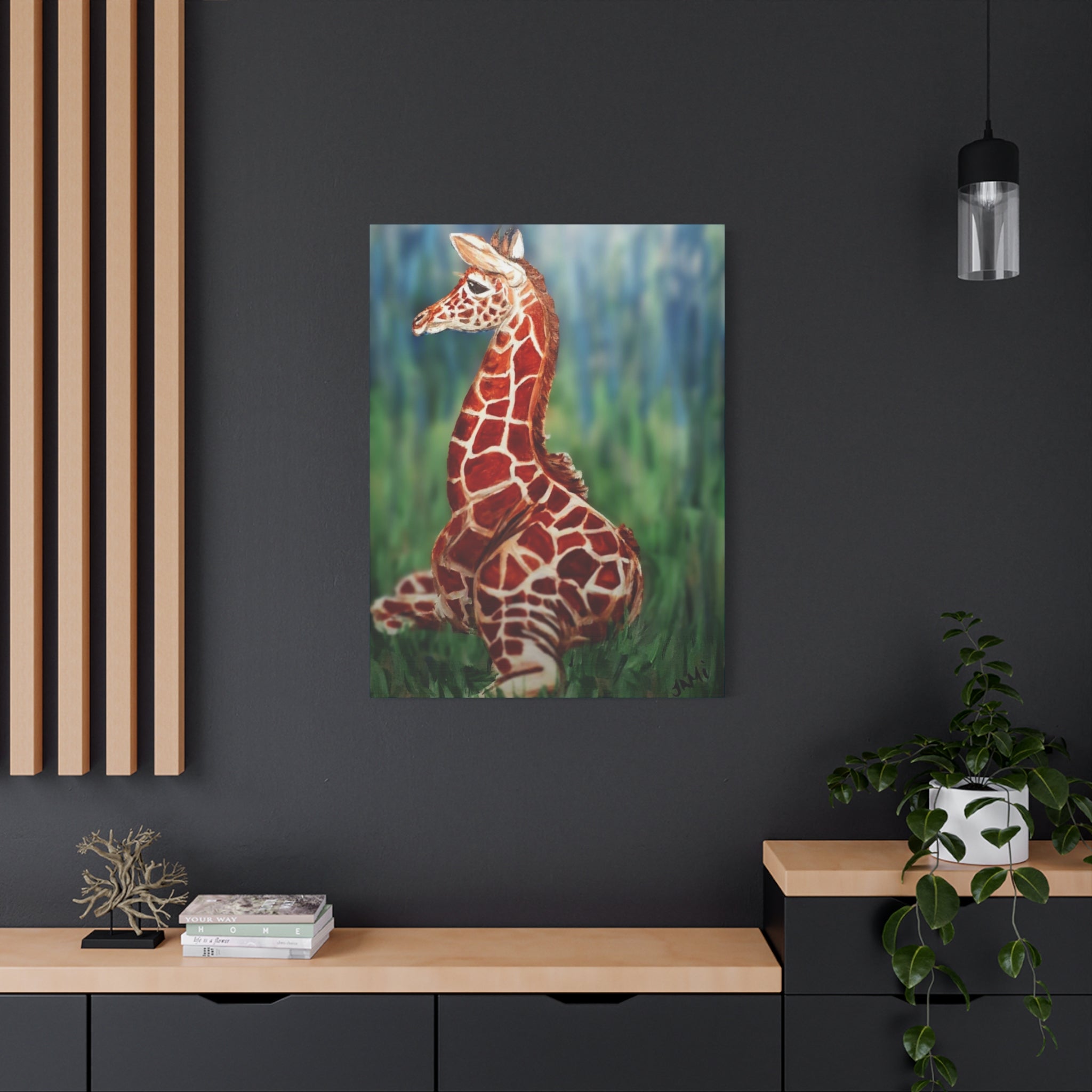 Baby Giraffe Canvas Print Matte Stretched 1.25" | Nursery Wall Art
