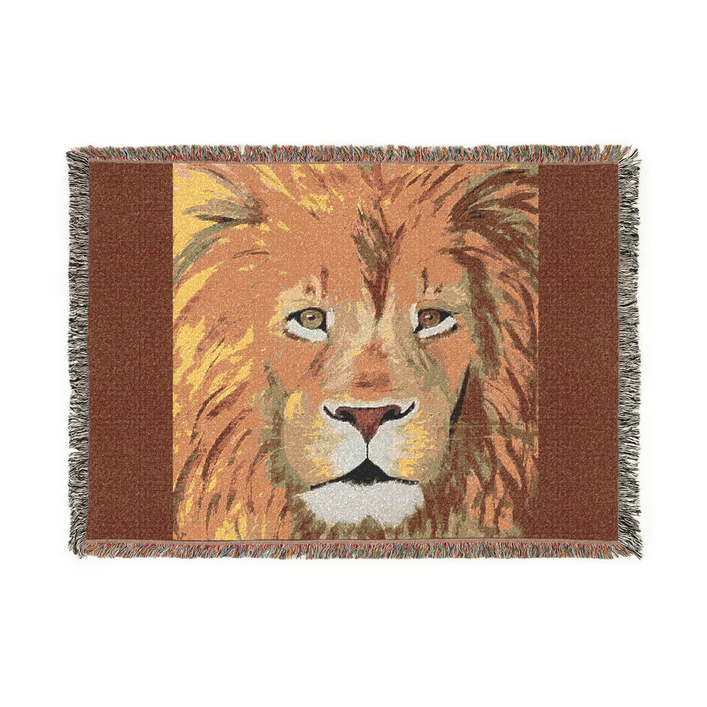 Colorful Lion Portrait Woven Blanket | Tribal Safari Animal Throw