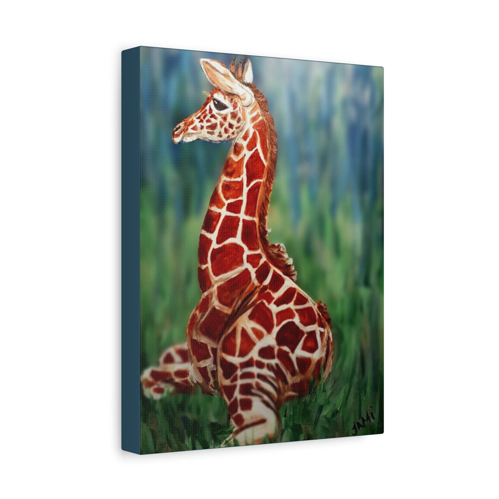 Baby Giraffe Canvas Print Matte Stretched 1.25" | Nursery Wall Art