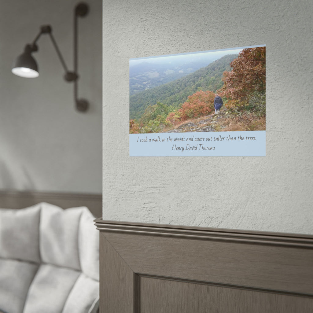 Rolled Poster - Scenic Hiking Photo with Thoreau Quote: "I took a walk in the woods..."