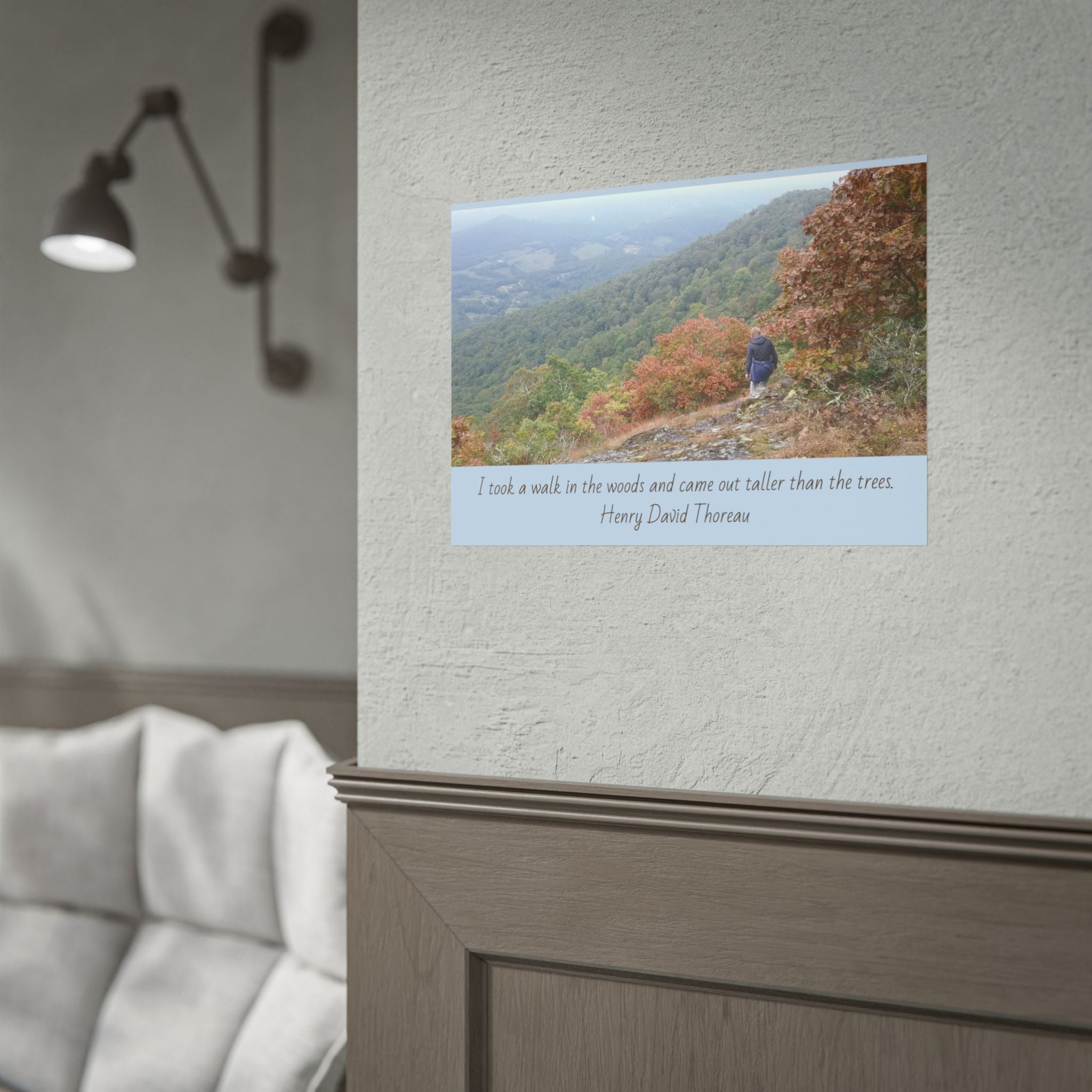 Rolled Poster - Scenic Hiking Photo with Thoreau Quote: "I took a walk in the woods..."