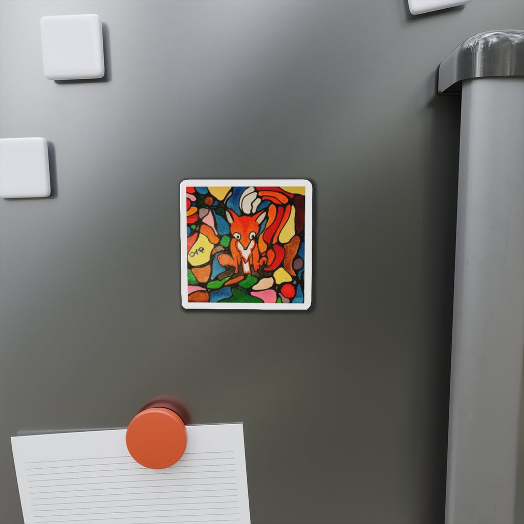 Colorful Fox Mosaic Die-Cut Magnet | Cute Fox Art Sticker Magnet