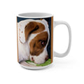 Brown and White Puppy Photo Mug | 15oz Ceramic Coffee Mug, Dog Portrait