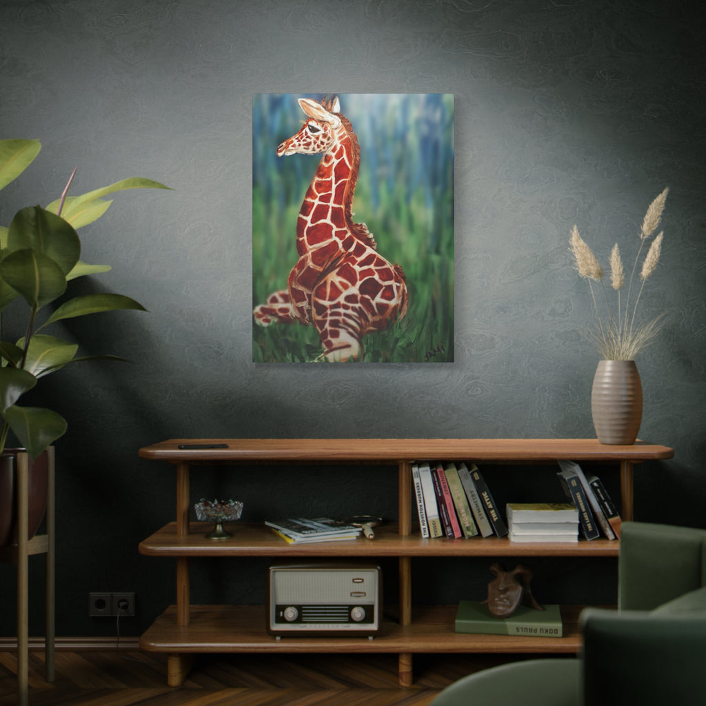 Baby Giraffe Canvas Print Matte Stretched 1.25" | Nursery Wall Art