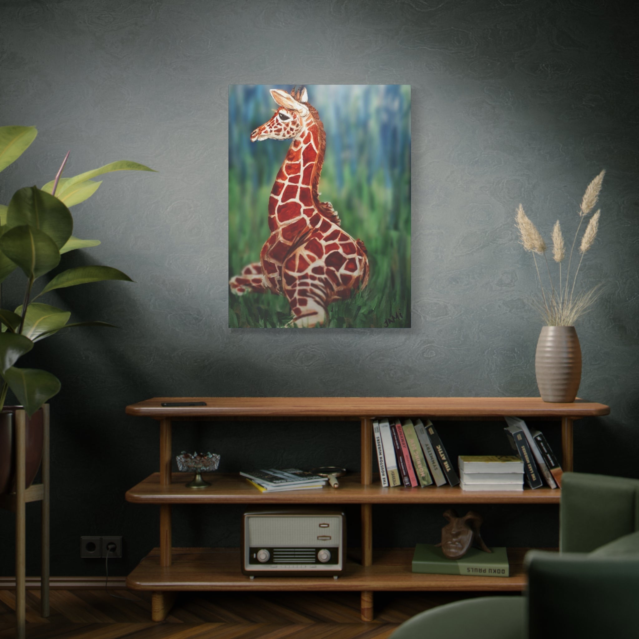 Baby Giraffe Canvas Print Matte Stretched 1.25" | Nursery Wall Art
