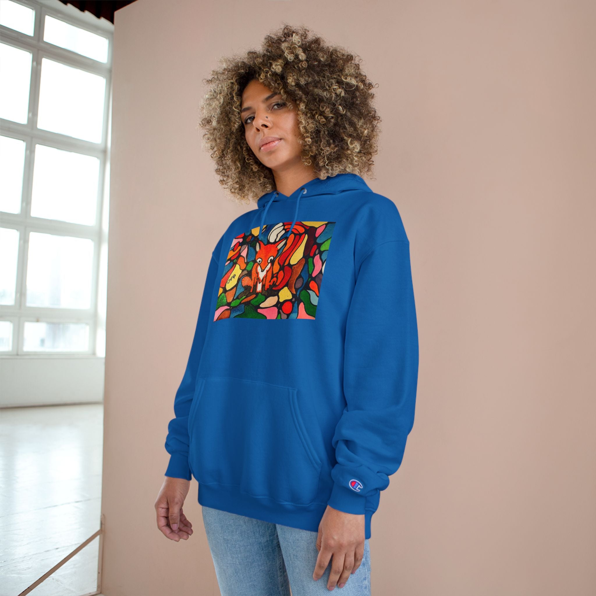 Abstract Colorful Fox Hoodie | Vibrant Stained Glass Animal Art