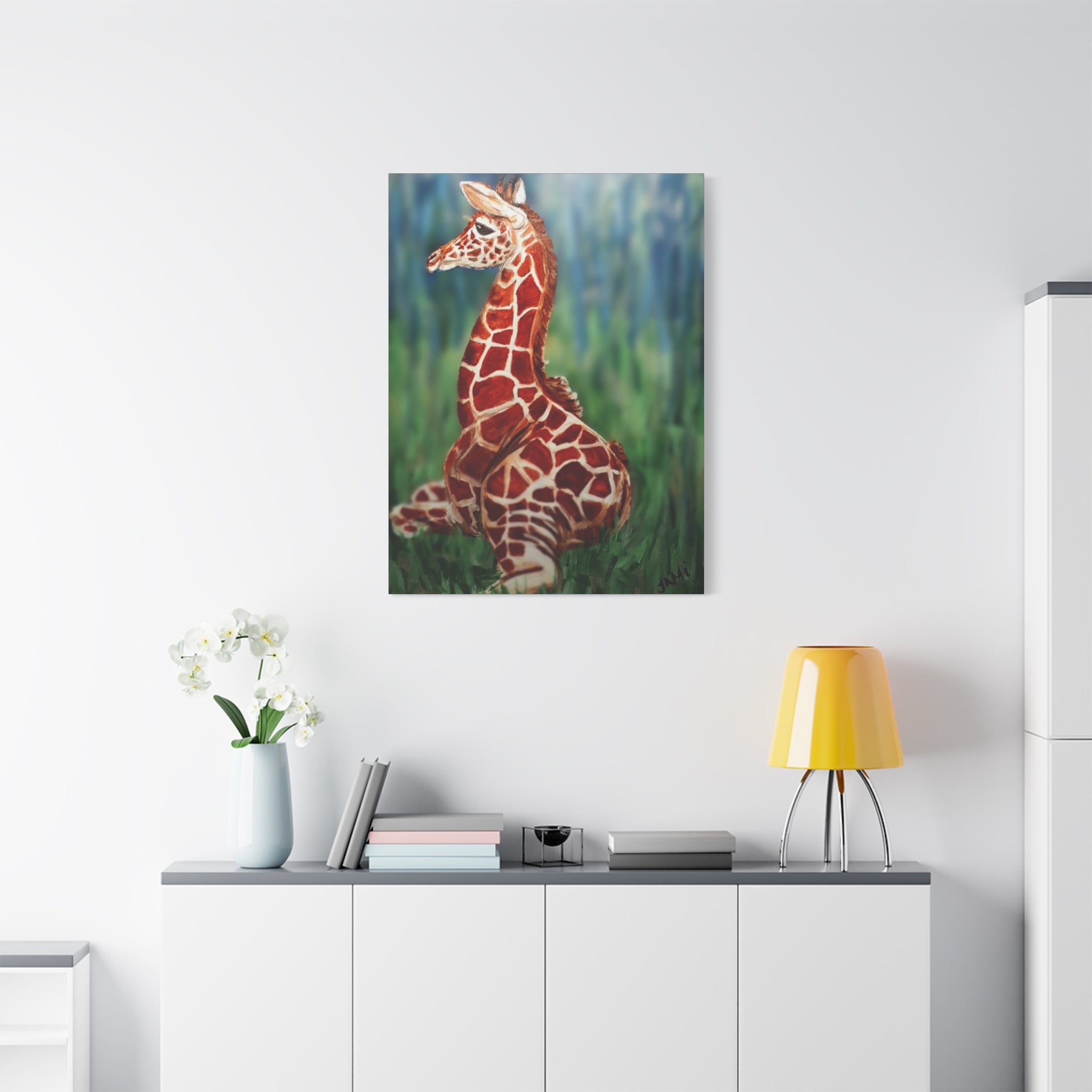 Baby Giraffe Canvas Print Matte Stretched 1.25" | Nursery Wall Art