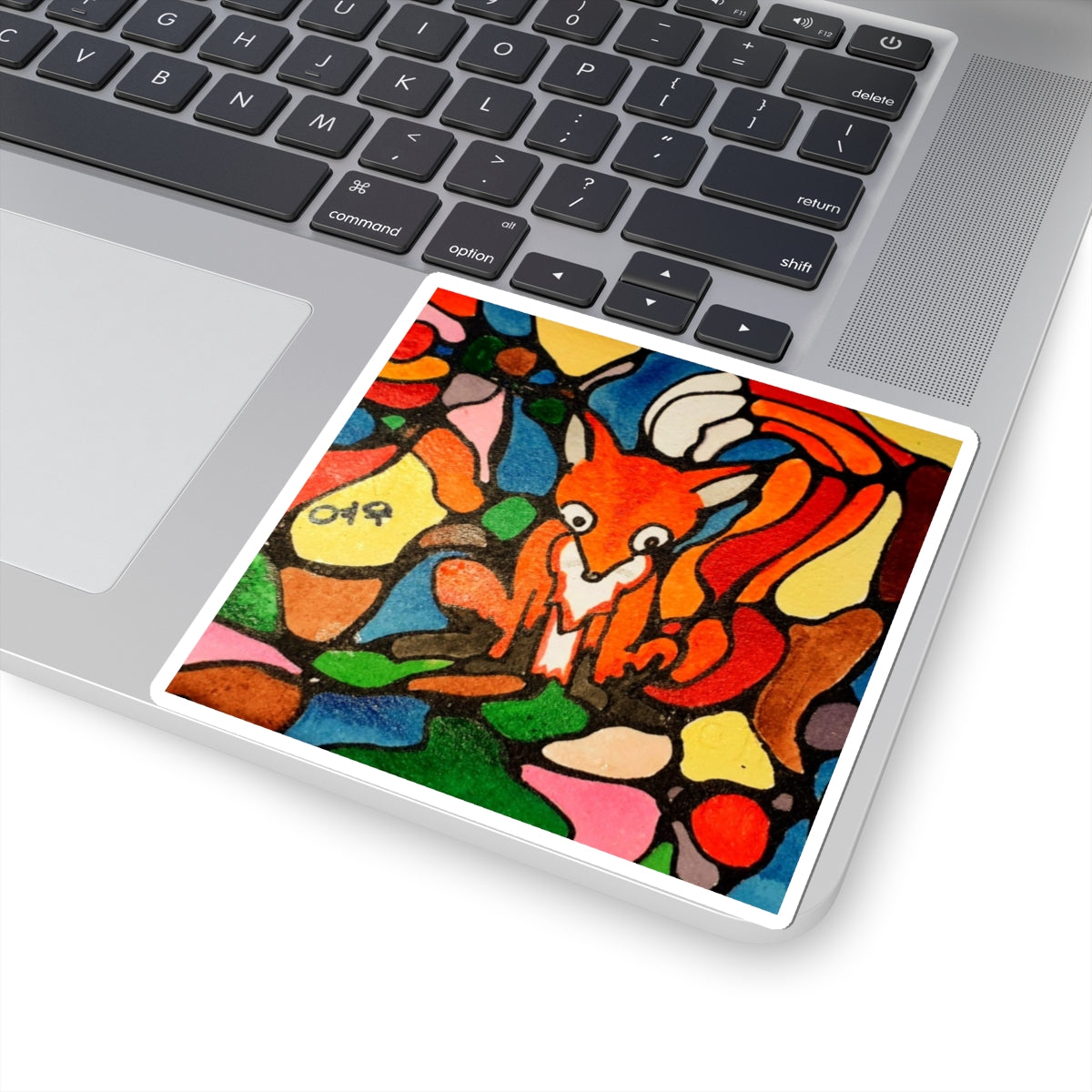 Stained Glass Fox Kiss-Cut Sticker | Colorful Woodland Animal Vinyl